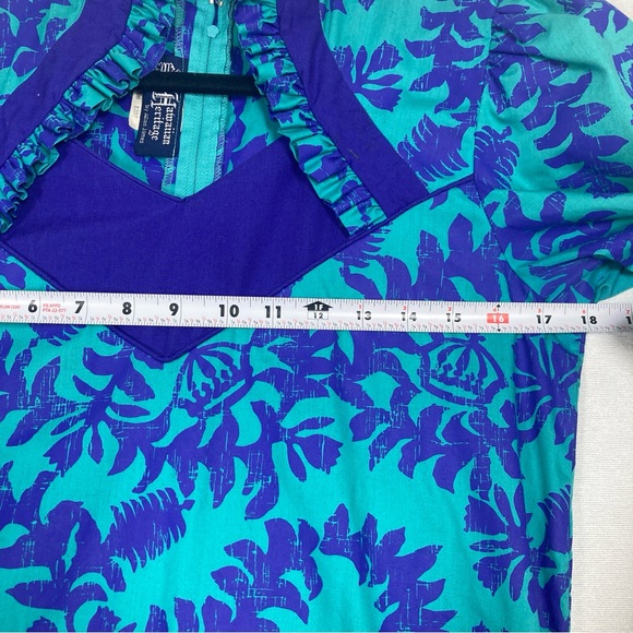 Hawaiian Heritage Women’s Sheath Dress 3/4 Raglan Sleeves Green Purple Sz6 - Picture 10 of 16